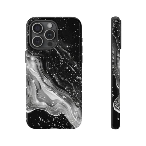 Coque galaxie noir et blanc iPhone 15 Pro Max rigide brillante