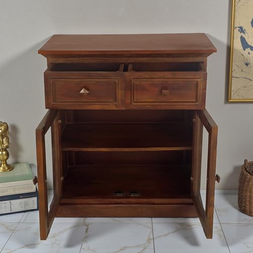 Image of The Attic Ardenwood Classic Glass Door Sideboard,Wooden Sideboard Cabinet,Honey Glass
