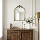 Oujchenghome Antique Baroque Vintage Vanity Mirror 22x15Inch, Gold with Ornate Antique Frame, Arched Vintage Wall Mirror for Living Room, Fireplace, Entryway