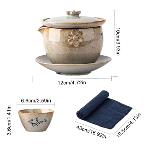 Juego de té japonés con cristalería fina y tazas de cerámica texturizada 5