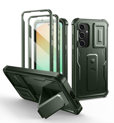 Image of Dexnor for Samsung Galaxy S24 FE Case with Built-in Slide Camera Cover & Screen Protector & Kickstand,Heavy-Duty Rugged Case Full-Body Bumper Protective Cover for Galaxy S24 FE(2024),Army Green