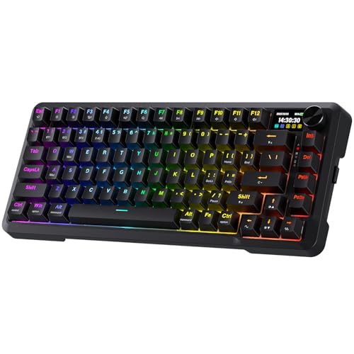 Image of Redragon K724 PRO Wireless Gasket Gaming Keyboard w /Hype Screen & Knob, 81-Key Mechanical Keyboard, Easy-Control 1.14'' TFT Info Display, 5-Layer Noise Dampening, Custom Linear Switch