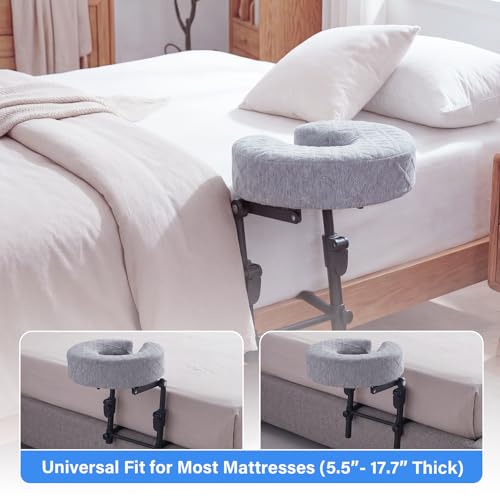 TIMBERHIDE Portable Massage Headrest for Bed, Easy-Install Adjustable Face Cradle with Memory Foam for Couples, Home Spa & Recovery, Fits 6-17” Mattress, Grey — view 6
