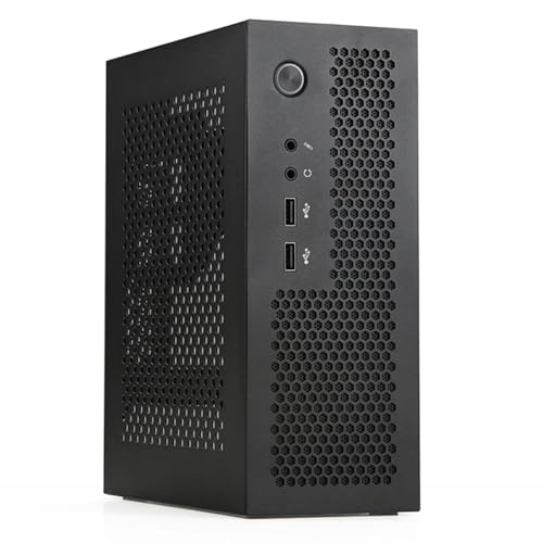 Boîtier HTPC Mini ITX A09 : châssis de PC de bureau compact en noir avec ports USB