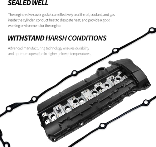 Image of HiSport Engine Head Valve Cover Gasket Set with 15 Grommet Seals 11120030496 Compatible with BMW 330Ci E46 E39 E60 M54 E53 E83 X3 X5 Z3 Z4 L6 325Ci 325i 325xi 330Ci 330i 330xi 525i 530i