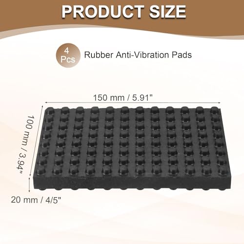 Almohadillas antivibratorias de base sólida PATIKIL placas cuadradas de goma antichoque 4x6" 2