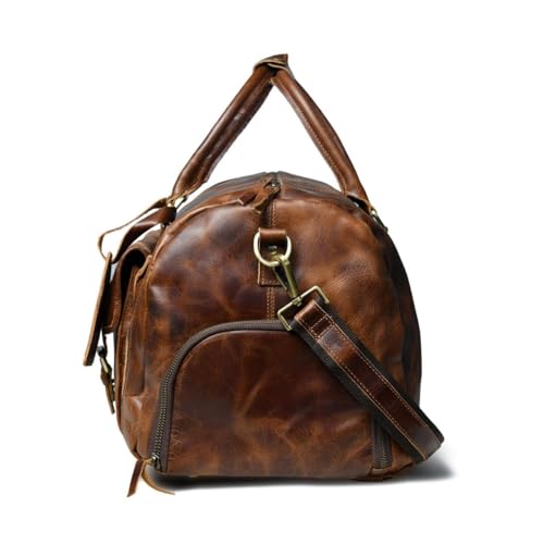 Genuine Leather Duffle Bag for Men & Women Travel Overnight Weekender Sports Gym Duffel Carry-On Luggage for Trips & Business Holdall with shoe compartment2