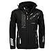 Produktbild Geographical Norway ROYAUTE Men Softshell Jacke Herren Wasserdicht Jacke mit Kapuze Outdoor Windjacke Taktische Jacke Brandiing- Production (5XL, schwarz/Schwarz)