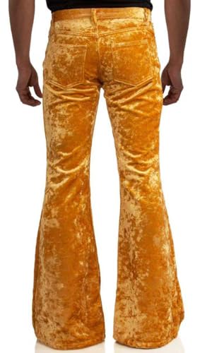 Image of EVEDESIGN Mens Bell Bottom Velvet Pants 60s 70s Disco Outfits for Men Vintage Flared Jeans