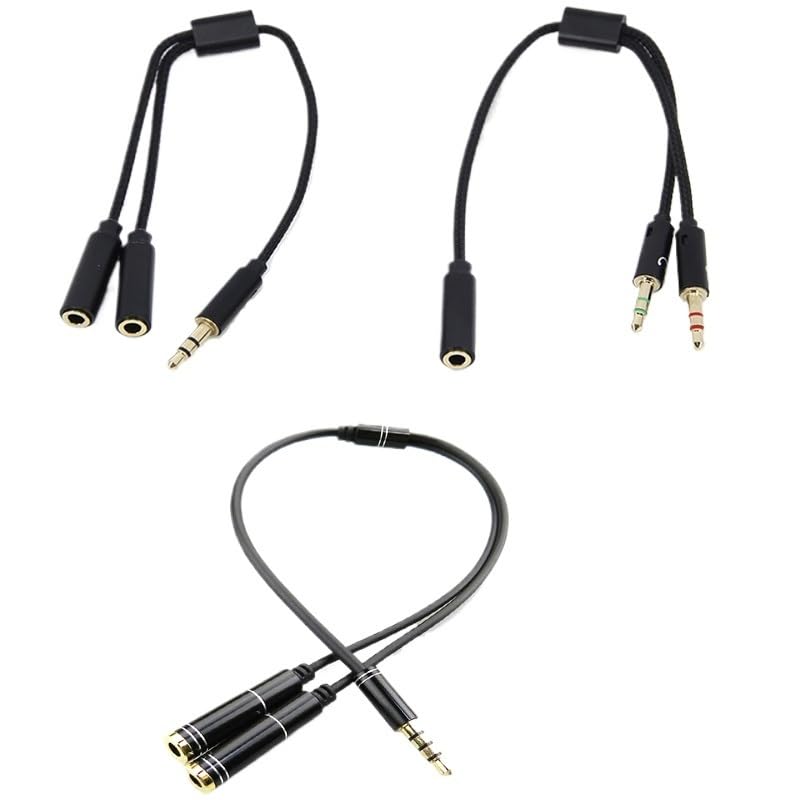 Splitter per cuffie per computer da 3,5 mm maschio femmina a 2 doppi 3,5 mm maschio femmina microfono AUX audio cavo splitter cuffie (n. 1)