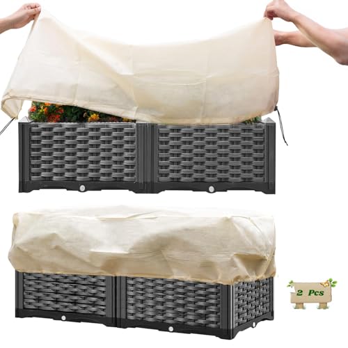LALAGO Funda Protectora para jardineras, Funda para Plantas de Invierno, Protección Invernal para Plantas, Saco Protector para Plantas de Invierno, Cubierta Protectora con cordón - 100x45x40cm,2Piezas