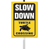 Slow Down turtle Crossing yard Sign for Street Rustproof Reflective Aluminum Caution Drive Slowly Watch for turtle Sign Garden Animal Sign for Neighborhoods