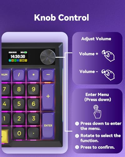 Image of Redragon K725L Wireless Mechanical Keyboard with Screen and Knob, Purple