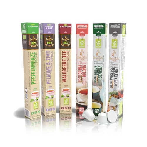 SanSiro BIO Tee PROBIERSET| für Nespresso | 60 Kaffeekapseln | BIO kompostierbar | CO2-neutral produziert | umweltfreundlich
