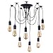 Produktbild E27 DIY Retro Vintage Industrie Kronleuchter Pendelleuchten Hängelampe Höhenverstellbar (8-flammig) [Energieklasse A+]
