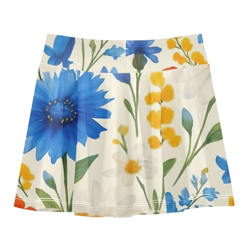 Wildflowers Botanical Beige Athletic Shorts Girls Skorts Toddlers Tennis Skirts Cartoon Girl Skort 3t2