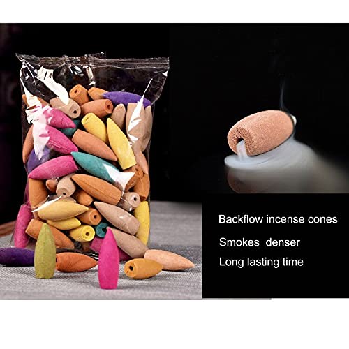 Poitemsic Backflow Incense Burner Mountain Waterfall Incense Holder Set,50 Incense Cones+ Clip + Mat Meditation Yoga Studio Living Room Decoration #TOP5
