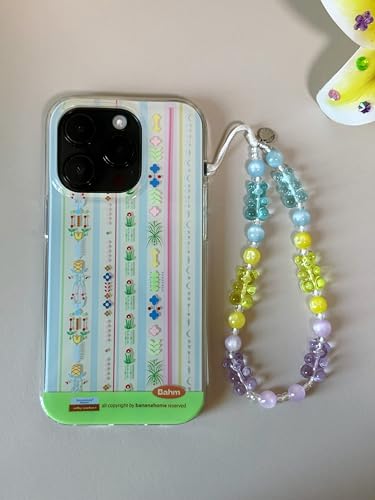 Drawwind Phone Charm Beaded Wristlet Strap Universal Cell Phone Lanyard Cute Bracelet Wrist Strap Beaded Chain String Handmade Accessories for Case Camera Bags (Gummy Bear)
