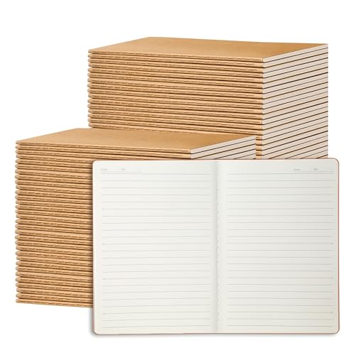 miikoul 72 Pack A5 Kraft Paper Notebook Lined Journal Bulk, 8.3 X 5.5 Inch, 60 Pages/30 Sheets, 80gsm, Travel Notebook Notepad for Adult, Students, Gift, Office, Back to School Supplies