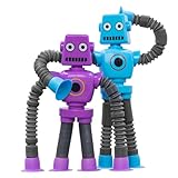 Pop Tubes Robot Fidget Toys for Kids, 2Pack Fidget Pop Telescopic Suction Cup Toy for Stress and Anxiety Relief, Christmas Stocking Stuffers Gifts for Toddles, Teens (2Pack Robot)