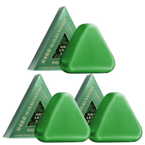 Raypontia Jabón Champú, 3 Piezas Champú Triángulo, Barra Control Verde Para Cuidado Diario Cuero Cabelludo Todos Tipos Cabello Viaje Baño