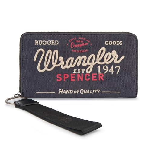 Image of Montana West X Wrangler Wristlet Wallets for Women Classic Retro Wallet Purse Bifold Credit Card Wallets for Women Oversized Logo Clutch Wristlet WG136-W006BK