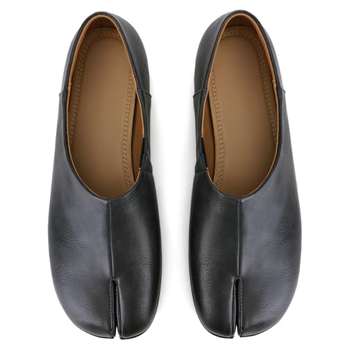 Image of UBWDU Split Toe Shoes Tabi Shoes Women Wide Width Round Toe Ballet Flats for Women