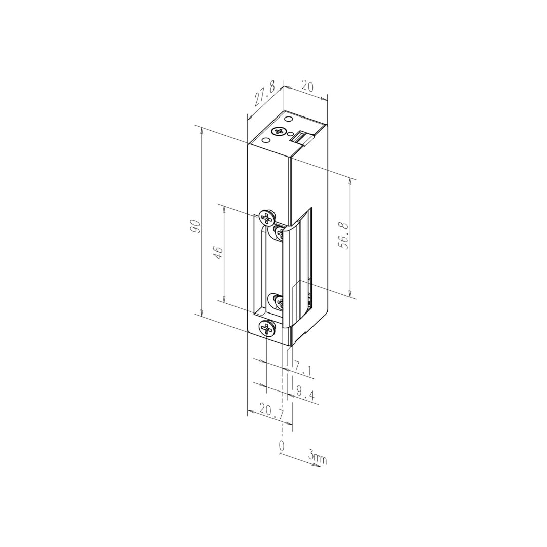ASSA ABLOY 34 FAFIX® OHNE STULP, Elektro-Türöffner 34FF-E91, 12V DC, Durch 180° gedrehte Montage DIN-rechts und -links verwendbar, Für alle gängigen Schließbleche geeignet