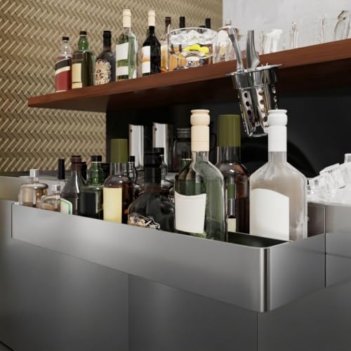 Image of AmGood 36 in. Abreast Double-Tier Stainless Steel Speed Rail Rack - Liquor Bottle Organizer for Bars, Restaurants, Nightclubs, and Home Bars