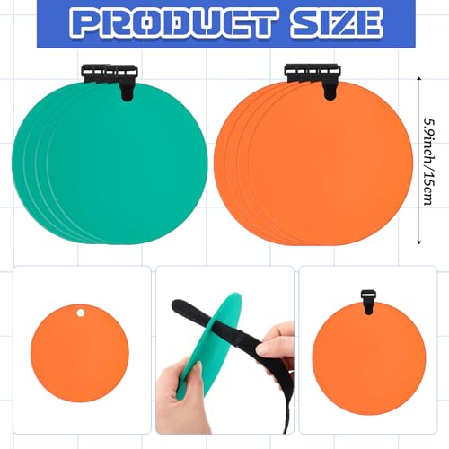 Image of Arrowbash Silicone Hockey Shooting Targets Agility Shooting Goal Target Discs with Straps Set Reactive Hockey Training Equipment for Lacrosse Soccer Baseball Practice Accuracy, Orange, Green