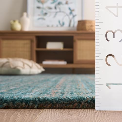 Tapete corredor 2'3" x 8' Aqua y verde hecho a mano miniatura 2
