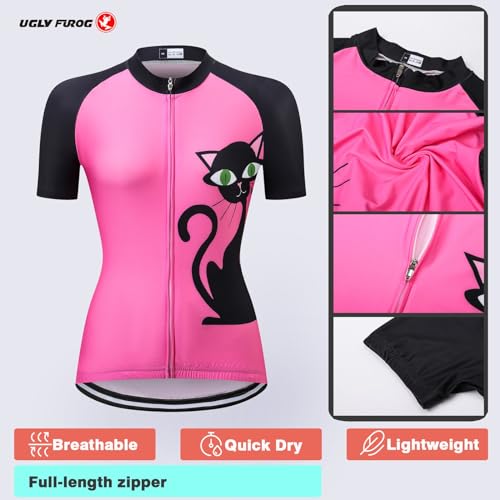 UGLY FROG Conjunto Ropa Ciclismo Mujer Verano Traje Bici MTB Manga Corta,Maillot Camiseta Ciclo y Culotte Tirantes con 19D Gel Acolchado,Completa Bicicleta Jerseys Transpirable Secado Ráido - imagen 5