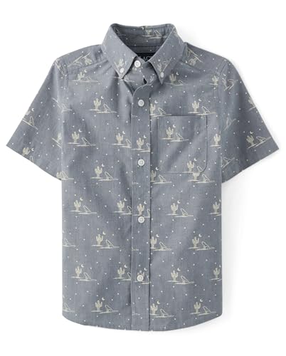 Image of The Children's Place Boys' Short Sleeve Poplin Button Down Shirt