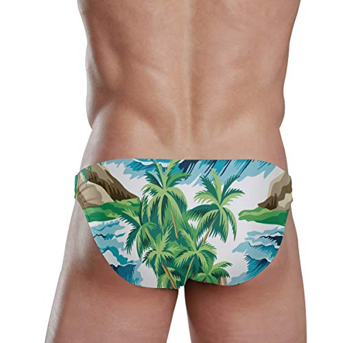 Men Swim Brief Bikini Hawaiian Island Palm Tree Beach Bikini for Men Swim Underwear Medium4