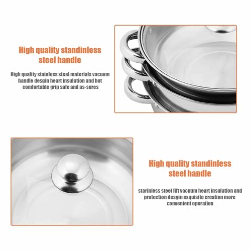 3 Tier Steamer with Glass Lid - Stainless Steel Cooking Pot Kitchen Food Steamer for Vegetables and Rice - Professional Kitchen Cookware - Image 2
