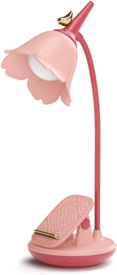 MAGICKK LED Desk Lamp Clip on Lamp Cordless Table Light Adjustable Gooseneck Dimmable Touch Rechargeable Battery Eye-Caring Night Light for Kids,Mini Cute Lamp for College Dorm Bedroom Reading (Pink)
