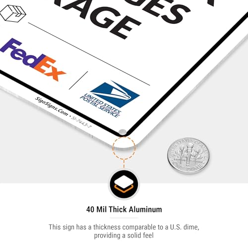 Image of Package Delivery Sign, Delivery Instructions Deliver All Package Garage Porch Sign, 10x7 Inches, Rust Free .040 Aluminum, Fade Resistant, Made in USA