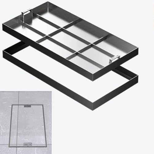 WDJBPSH Residential Concealed Embedded Manhole Cover, Rectangular Septic Tank Lids for A Variety of Road Surfaces, Outdoor Heavy Duty Stainless Steel Inspection Chamber Covers & Fram(70x65x5cm)