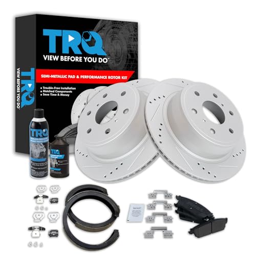 Image of TRQ Rear Performance Brake Pad & Rotor Kit Semi-Metallic Premium G-Coated Compatible with 07-10 Cadillac 07-14 Chevrolet 07-13 GMC