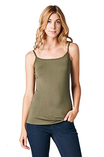 RENEEC. Women's Extra Soft Bamboo Spaghetti Strap Cami Top - Made in USA (3X-Large, Olive)