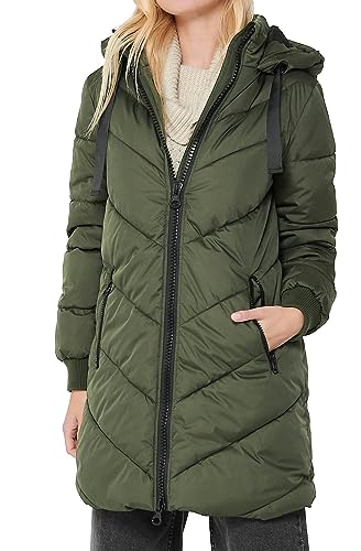 JDY Damen Steppjacke JDYSkylar Padded gesteppter Parka mit Kapuze 15207784 Forest Night/Black S