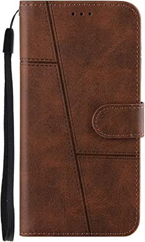 Étui portefeuille iPhone 13 Pro Max en cuir marron avec béquille et blocage RFID