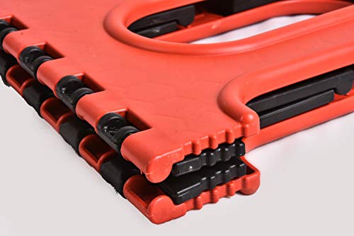Image of U-MAX 12 Inch Portable Folding Step Stool, Compact, Lightweight & Durable for Kitchen, Bathroom, Outdoor Use (Black-Red)