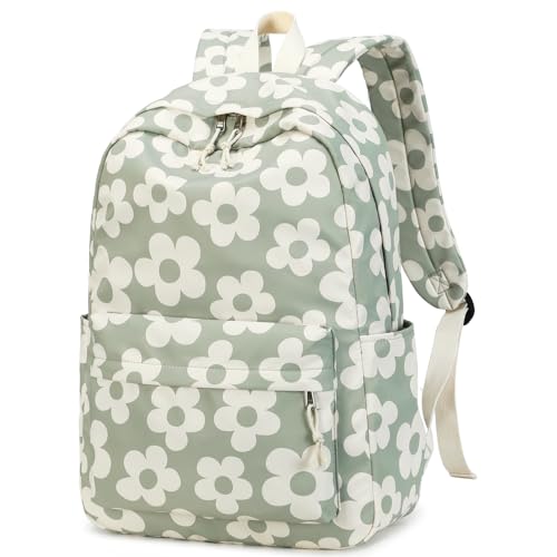 Mochila escolar para adolescentes e mulheres, mochila para laptop, faculdade, escola, viagem, trabalho, mochila, Verde, cinza, 12'x17'x6.5'