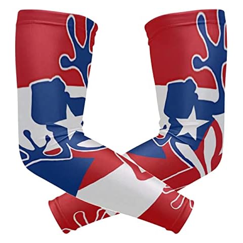 UOER Puerto Rico Frog Flag Arm Sleeves for Men Women Sun Protection Compression Cooling Sleeve for Basketball Running Cover