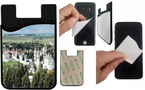 Island Gifting Neoprene Stick-on ID Card Holder for iPhone/Galaxy/Google Android Cases Featuring Image of a Picturesque Scenic View in Belarus