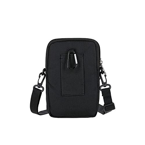 Image of Men's Nylon Traveler Sling or Mobile Pouch, Attach to The Waist Belt with 3 Zips and 3 Internal Pockets, Mini Carabiner