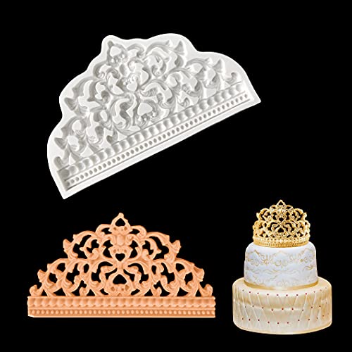 Rolin Roly Silicone Mould Crown Fondant Baroque Crown Silicone Mould Clay Chocolate Gumpaste Moulds Candy Decoration Tool Cake Mould Mini for Wedding Jewellery Jelly Soap Bread