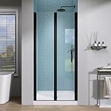 GETPRO Shower Door Bifold Frameless 34 in. W x 72 in. H Swing Pivot Shower Door with 1/4 in. Tempered Clear Glass Panel Adjustable Bathroom Folding Door for Shower Polished Chrome Hardwares