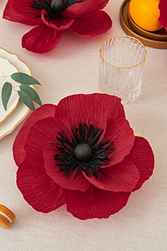 Mejoy Crepe Paper Flowers Decoration For Wall, Artificial Flowers For Wedding Decor,Flower Backdrop Decor,Baby Shower,Birthday Party,Photo Backdrop,Archway Decor, Nursery Wall Decor (Red;Set/5) #TOP5